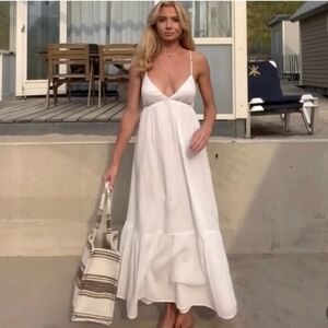 ZARA TOPSTITCHED GAUZE DRESS